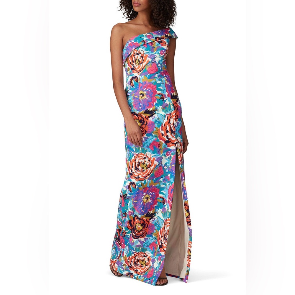 Black Halo One Shoulder Floral Maxi Dress